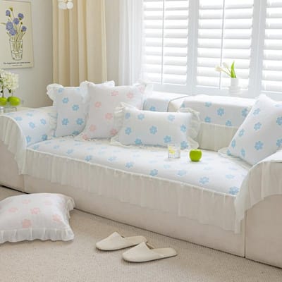 Coussin de Canapé en Soie Glacée Tapis d'Été Coussin Antidérapant Nouveau Style Frais Petit Été Coussin de Canapé 60*60cm