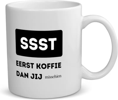 Akyol - ssst eerst koffie dan jij misschien koffiemok - theemok - Quotes - mensen die houden van quotes - koffie liefhebbers - quotes - verjaardagscadeau - verjaardag - cadeau - kado - geschenk - gift - 350 ML inhoud