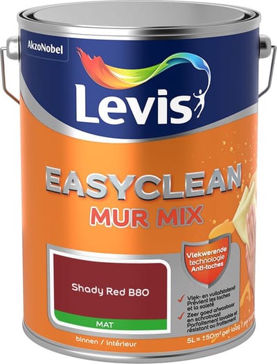 Levis - Easyclean Mur Mat Mix - Shady Red B80 - Mengverf - 5 L