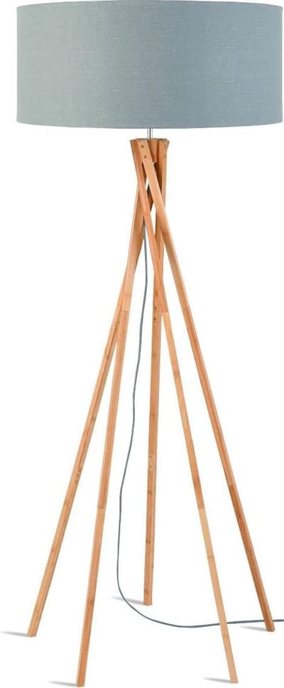 GOOD&MOJO Vloerlamp Kilimanjaro - Lichtgrijs/Bamboe - Ø60cm - Scandinavisch,Bohemian - Staande lampen voor Woonkamer - Slaapkamer