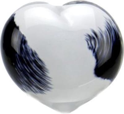 Urn Glasobject Glazen Hartje Zwartwit Mini Urn Asbewaring 20gr deelbewaring-crematie-as-Kunst Gedenkstuk U36PHOBLW