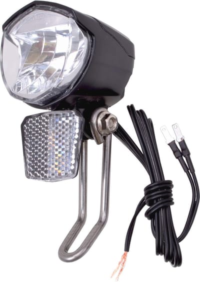 Fietslamp LED 70 LUX met Reflector en Parkeerlichtfunctie - Dynamo Aansluiting STVZO Goedgekeurd