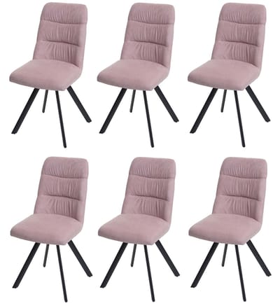 Set van 6 eetkamerstoelen MCW-J69, keukenstoel, draaibare autostand, fluweel ~ roze