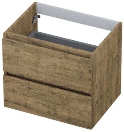 INK - Onderkast 2 Laden Greeploos met Houten Keerlijst - 600x450x520 Mm - Naturel Eiken