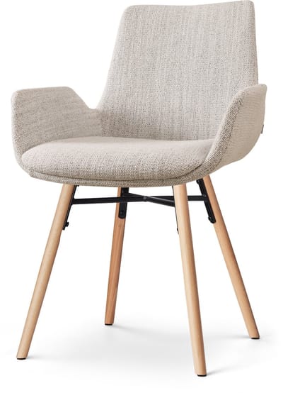 Nolon Nena-Eef Eetkamerstoel Beige Gemêleerd - Armleuningen - Stof - Houten Poten - Lage Armleuning - Design - Scandinavisch - Comfortabel