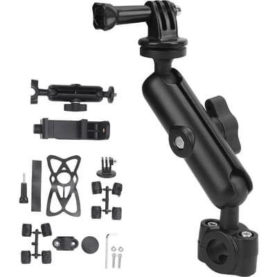 Actiecamera/Telefoon Motorfiets Stuurbevestiging Fiets Houder Beugel met Telefoonklem black