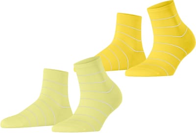 Esprit Fine Line 2-Pack slijtvast kwartlengte katoen multipack sokken dames geel - maat 35-38