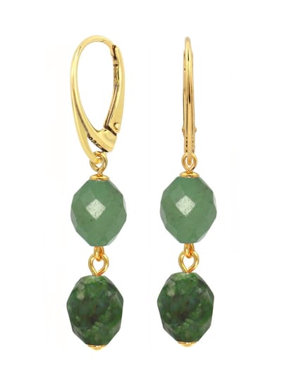 ARLIZI 2435 Oorbellen groen jade kralen hanger - verguld - 4,5 cm