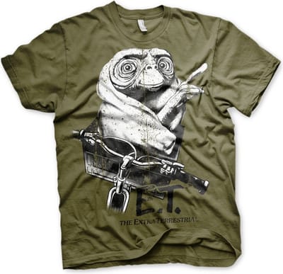 E.T. Biking T-shirt met distressed-look, olijfgroen
