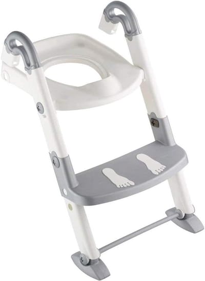 Toilettrainer met trapje - Potje kinder - Zindelijkheidstraining - 3-in-1 functie - Opvouwbaar - Grijs wit