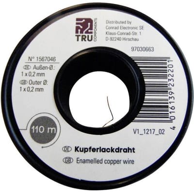 TRU COMPONENTS Koperdraad gelakt Buitendiameter (incl. isolatielak): 0.15 mm 220 m
