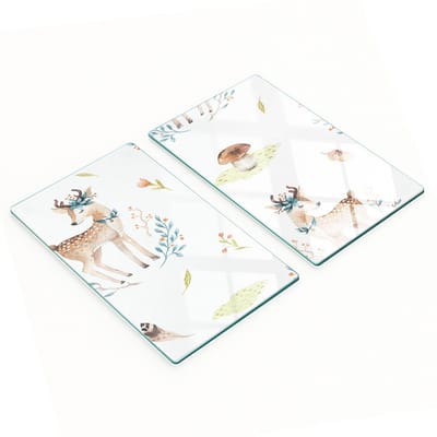 Decoratieve glazen snijplanken voor in de keuken met hertenafbeeldingen 2x30x52 cm