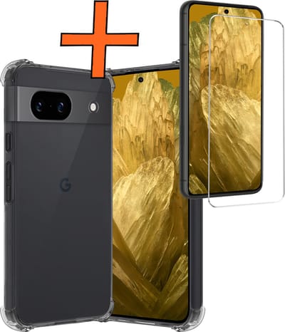 Hoes - Met Screenprotector - Geschikt voor Google Pixel 8a - Sterk & Shockproof - Siliconen Case - Back Cover - Telefoon Hoes - Shock Proof - Transparant