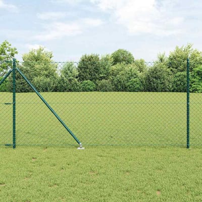 vidaXL - gaashek - met - grondpennen - 10 - x - 1 - m - PVC-Coated - Staal - Groen - Mesh