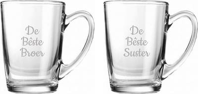 Gegraveerde Theeglas 32cl De Bêste Broer- De Bêste Suster