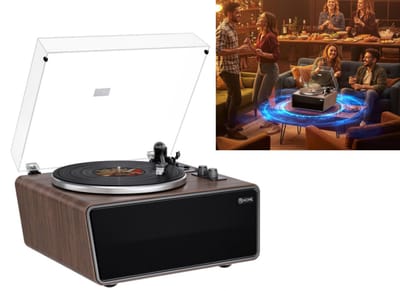 ECTEATOY® All-in-One Platenspeler met 4 Ingebouwde Stereo Luidsprekers - Hi-Fi Vinyl Record Player met Bluetooth USB PC-Opname - Phono Voorversterker - AT-3600L Naald - 33/45 RPM - Alles-in-één Platenspeler - Platenspeler met Bluetooth