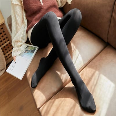 Extra Lange Witte Sokken voor Lange Vrouwen, Uitgebreide Versie, Winter Ganzenfluweel Panty's, JK Japanse Witte Sokken One Size black