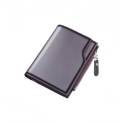 Herenportemonnee - Eenvoudige zakelijke stijl - Drievoudig opvouwbaar met meerdere kaartsleuven - Grote capaciteit - 12,2*9,5*1,5 cm - Koffiekleur - 1 stuk