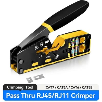 RJ45 Krimp Tool Pass CAT7 Door Ethernet voor Cat6 Cat5 Cat5e Netwerk Connector Draadknipper Draadstripper Ethernet Krimper black