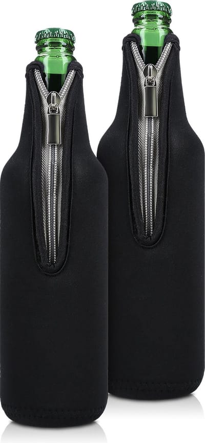 kwmobile 2 Flessenkoeler compatibel met 330-500ml fles - Voor bier en andere koude drankjes - Van geïsoleerd neopreen - Hoes voor fles in zwart.