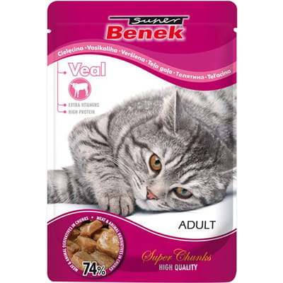 48x 100g Super Benek Super Chunks Kalf in Saus Katten Natvoer