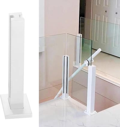 Glazen Balustrade Paal - Terrashek Balkonafscheiding - Veiligheid Buiten - Roestvrij Staal 304 - 60-150 cm Hoog - Wit