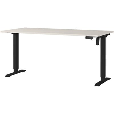 Bureau Monaco, elektrisch in hoogte verstelbaar, rechthoekig, T-poot, bedieningspaneel met geheugen, B 1600 x D 800 x H 720-1190 mm, kasjmier/zwart
