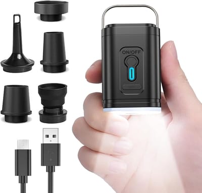 Zwembad Speelgoed - Elektrische luchtpomp - Oplaadbare elektrische pomp - Ultralichte draagbare luchtpomp - Buitenkampeerluchtpomp - Opblazen en leeglopen - Elektrische Luchtpomp met LED Campinglamp