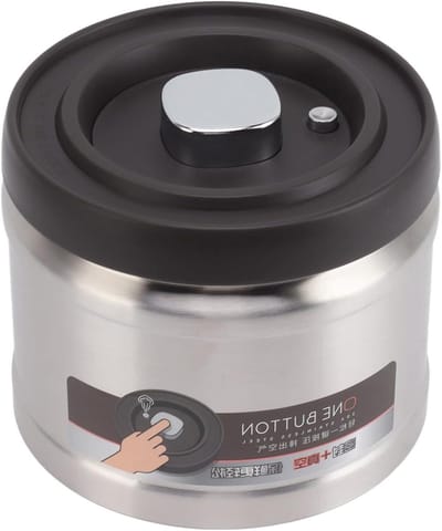 Allecto Plus - Vacuüm Verzegelde Koffiecontainer voor Lekvrije Voedselopslag - Roestvrij Staal - Grote Capaciteit - Thuisgebruik - Natuurlijke Kleur - 750 ml