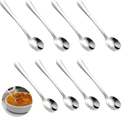 Mini Espresso Lepels Set van 8 - Kleine RVS Lepels voor Koffie, Dessert en Specerijen, Perfect voor Barista's en Thuisgebruik