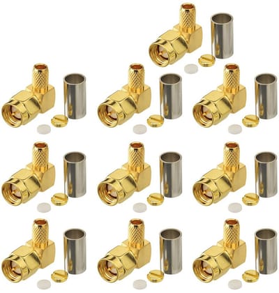 Haakse SMA Connector Male Crimp voor 4G Antenne en Wifi Antenne - 10 Stuks