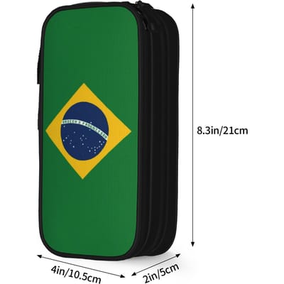brazilië vlag Merchandise Pennendoos Grote capaciteit Voor School Pennenbakje Cadeau (as the picture,M)