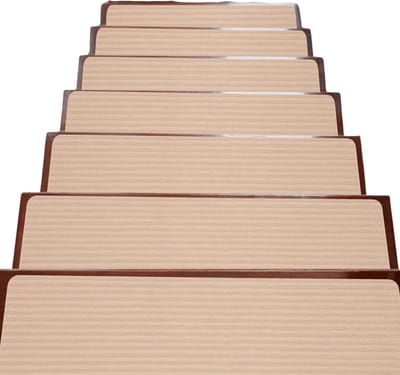 Botec trapmatten zelfklevend - trap matten - trapmat beige - Met Rubberen Achterkant en zachte bovenkant - 15 stuks van 76 x 20 cm