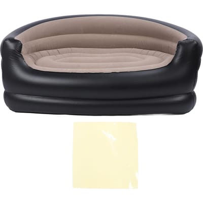Opblaasbare Stoel PVC en Velours Waterdicht Comfortabel Draagbaar Opblaasbank voor Buiten Bruin