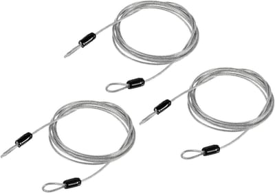 Veiligheidskabel 2,5 mm x 2 m, 3 stuks gecoat voor bagagebeveiliging, hangslot en diefstalpreventie, transparant