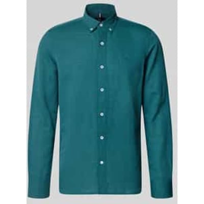 LERROS Herenhemd van een mix van katoen en linnen , Maat: XXXL , Kleur: SOFT TEAL , 55% linnen, 45% katoen