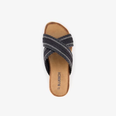 Blue Box dames slippers met strass steentjes zwart - Maat 36