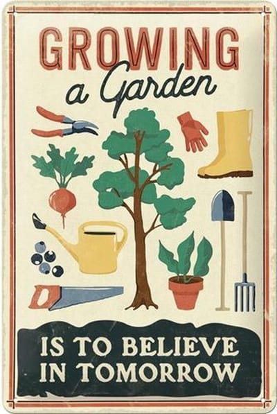 Tinnen Bord 20 x 30 Growing a Garden