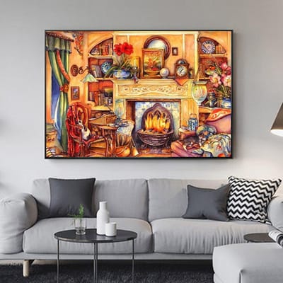 Diamantborduurwerk Ronde Steentjes Home DIY Diamond Painting Schilderachtige Diamond Art Home Decoration 20X30CM orange