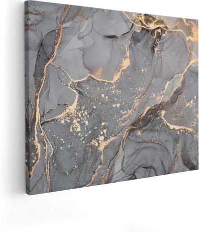 Artaza Canvas Schilderij Marmer Goud - 50x40 cm - Muurdecoratie Abstract - Wanddecoratie Woonkamer - Kamer Accessoires