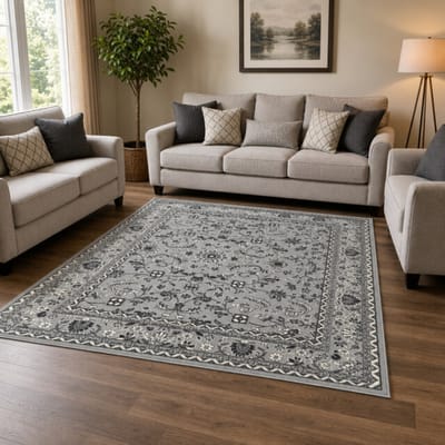 Muratap Nain klassiek vintage oosters vloerkleed zilver- 240x340cm
