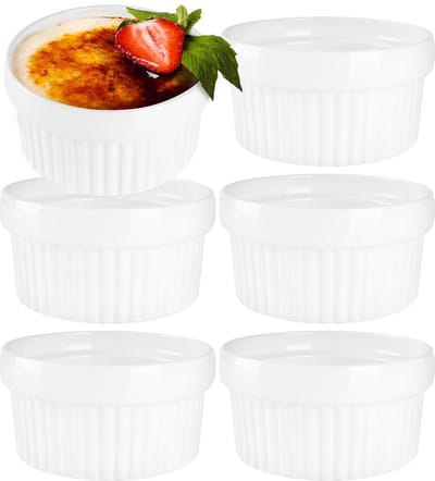 Creme Brulee Schaaltjes Keramiek Wit 170 ml 6 stuks - Ramekins - Set - Ovenschaal - Snackkommen - Dipschalen - Kleine Komen voor Dipsauzen en Snacks