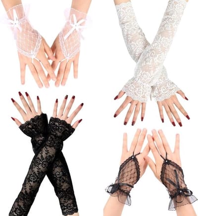 Elegante Kanten Handschoenen voor Dames, Perfect voor Bruiloften, Dans en Cosplay - 4 Paar