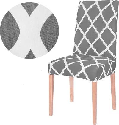 Springos Stoelhoes - Voor Eetkamerstoelen - Met Stretch - Grijs / Wit