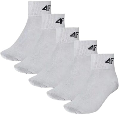 Set van 5 Paar Grijze Kinder Unisex Sokken van 4F U295 - Maat 32-34 EU, Comfortabele en Duurzame Enkellange Kousen voor Dagelijks Gebruik
