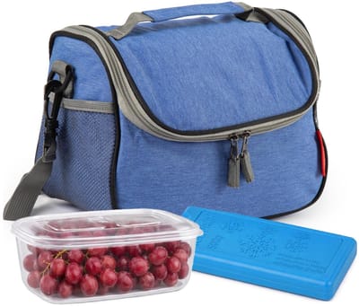 Plasticforte Lunchtas / koeltas set - 3-delig - blauw - 26 x 20 x 17 cm - kantoor / school lunch