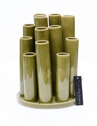 Vaas - Villa Pottery - Woondecoratie - Decoratie - Porselein - Waterdicht - Twist & Tube 2 Green