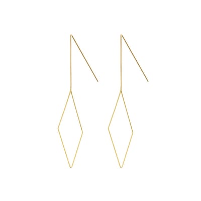 Goud Plated Hang oorbellen Met Lang Ruit