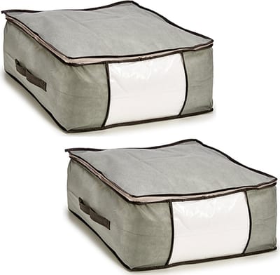 Arte r opbergtas/beschermhoes beddengoed/kleding - 2x - grijs - 45 x 45 x 20 cm