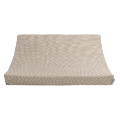 Baby's Only Gebreide baby aankleedkussenhoes - Waskussenhoes met visgraatmotief - Overtrek verzorgingskussen Dawn - Beige/Ecru - 45x70 cm